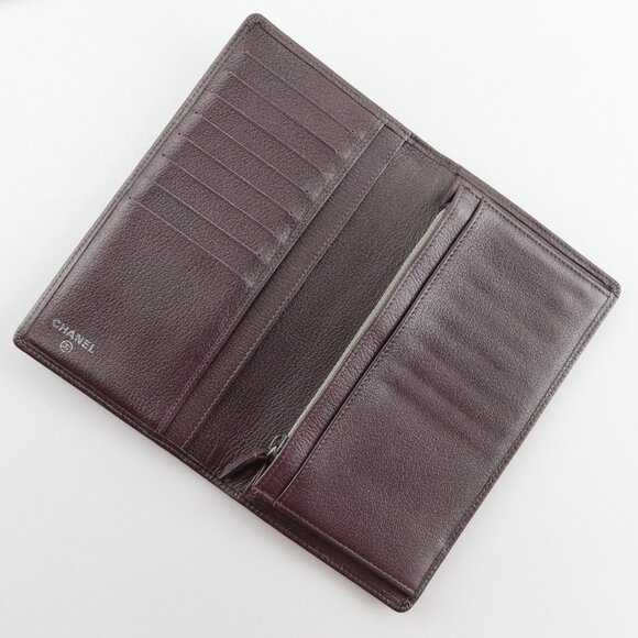 CHANEL Purple Leather Logo Wallet Wallets